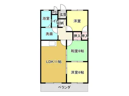 ハイツ杉松(3LDK/3階)の間取り写真