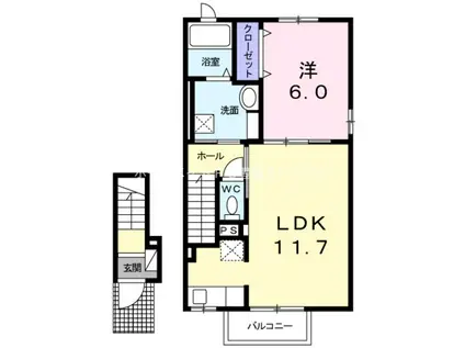 メゾン・リュミエールIV(1LDK/2階)の間取り写真