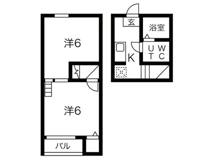 グランコンフォール米野IV(1K/2階)の間取り写真