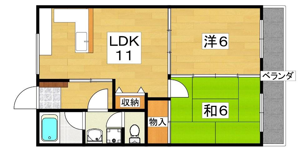 NO1香里ニューハイツ(2LDK/1階)の間取り写真