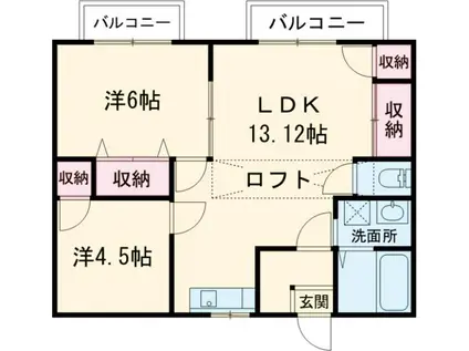 笹本ハイツB棟(2LDK/2階)の間取り写真