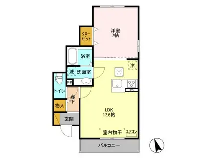 マノワールドゥ(1LDK/1階)の間取り写真