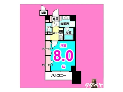 グリーンコート亀島(1K/5階)の間取り写真