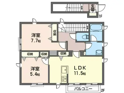 シャーメゾンサクラ(2LDK/2階)の間取り写真