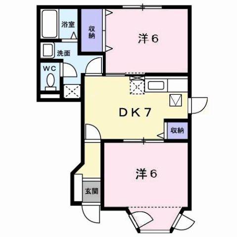 アクアノート(2DK/1階)の間取り写真