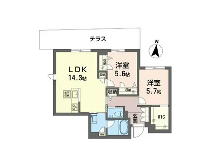 フェリシード 多摩川(2LDK/1階)の間取り写真