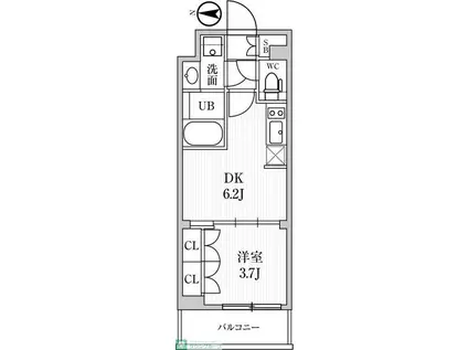 シーズンフラッツ住吉(1DK/4階)の間取り写真