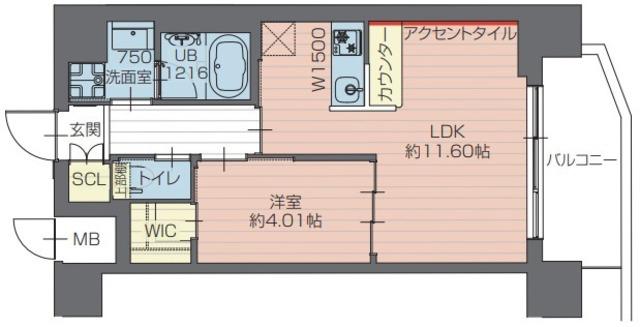 プレジオ川口ASIAN(1LDK/6階)の間取り写真