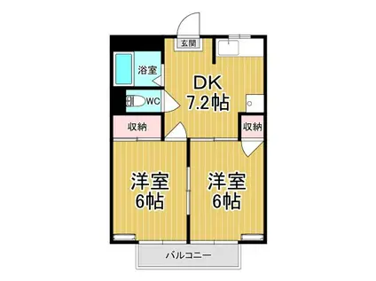 メゾン・ド・コション A(2DK/1階)の間取り写真