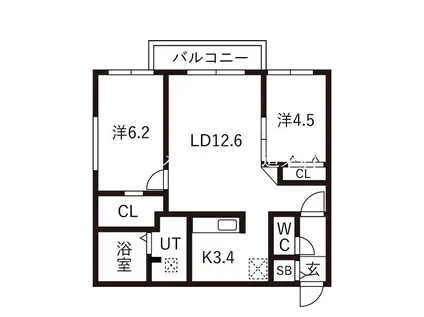 北23東10MS(2LDK/5階)の間取り写真