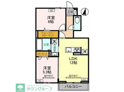 ヴォルガ II(2LDK/1階)の間取り写真