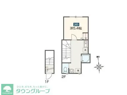 MELDIAノイエ(1K/2階)の間取り写真