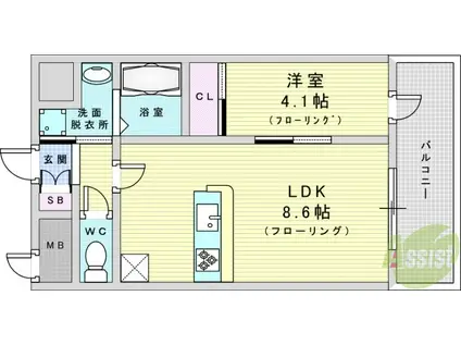 エスリードレジデンス梅田グランゲート(1LDK/5階)の間取り写真
