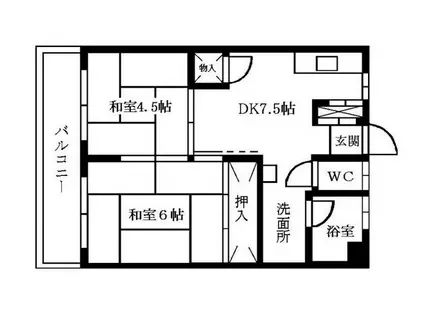 小笹カステリアA棟(2DK/4階)の間取り写真