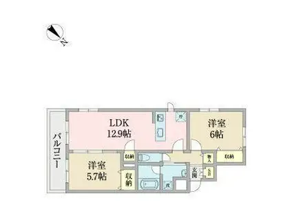 トサキパークコート西京極(2LDK/5階)の間取り写真