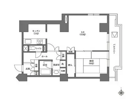 文京グリーンコートビュータワー本駒込(1LDK/2階)の間取り写真