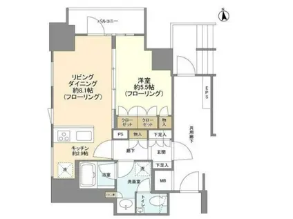 ブランズ町(1LDK/10階)の間取り写真