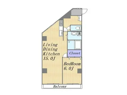 土井ビル(1LDK/3階)の間取り写真