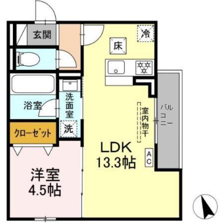 フレジェ(1LDK/1階)の間取り写真
