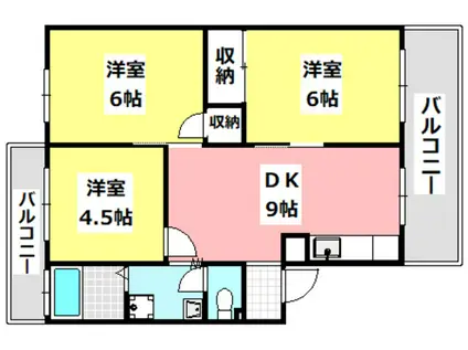 コーポラス摂津(3DK/5階)の間取り写真