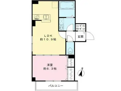 パークビュー世田谷桜丘(1LDK/3階)の間取り写真