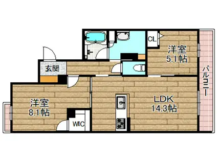 シャーメゾン プレミアム(2LDK/2階)の間取り写真