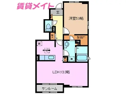 スナッパーロックスA(1LDK/1階)の間取り写真