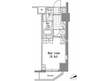 パークハビオ新橋(ワンルーム/9階)の間取り写真