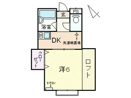 ヴィレッヂコート深田(1DK/2階)の間取り写真