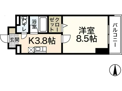 ミーニュ・カーザ(1K/8階)の間取り写真