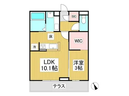 トリシア横町サウス(1LDK/3階)の間取り写真