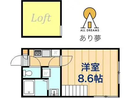 アークアンシェル(1K/2階)の間取り写真