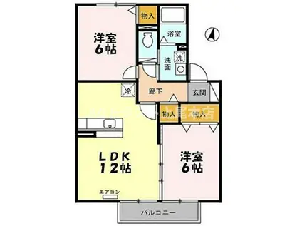 サニーフラットI(2LDK/2階)の間取り写真