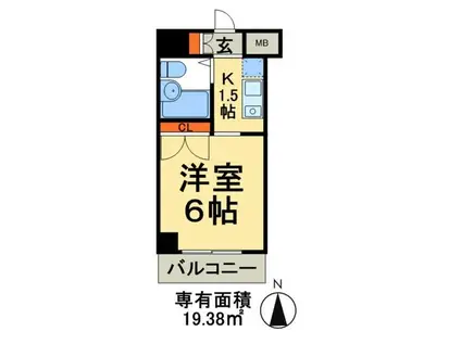 ポルタキアーラ(1K/6階)の間取り写真