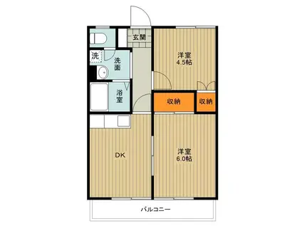 フキハイツ(2DK/3階)の間取り写真