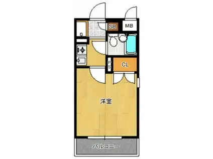 ダイアパレス姪浜(1K/6階)の間取り写真