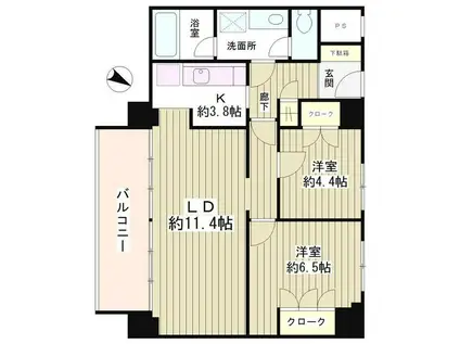 リバー&タワー(2LDK/4階)の間取り写真