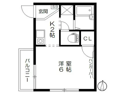 メゾン若宮(1K/2階)の間取り写真