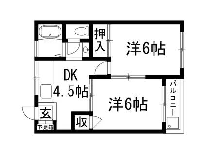 GRANPIA COURT桜ガ丘(2DK/1階)の間取り写真