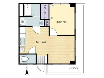 中田ビル(1LDK/2階)の間取り写真