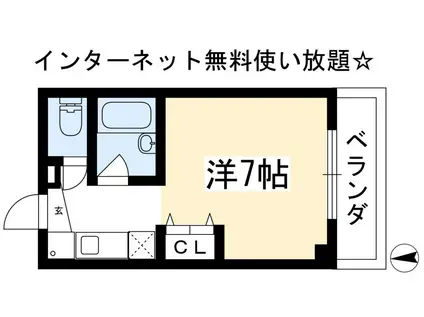 エトワール下鴨(1K/2階)の間取り写真