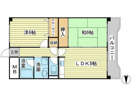 相生中村コーポ(2LDK/3階)の間取り写真