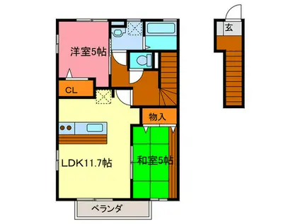 アネックス松香園(2LDK/2階)の間取り写真