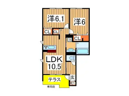 HANABUSA Ⅰ(2LDK/1階)の間取り写真