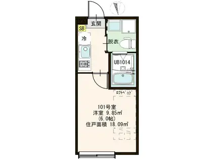 ハーモニーテラス六町IV(1K/1階)の間取り写真