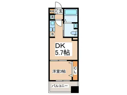 TOPAZ本厚木(1DK/3階)の間取り写真