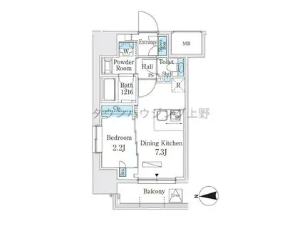 ヴィークブライト湯島(1DK/7階)の間取り写真