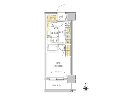 グレーシアフィット横浜(1K/5階)の間取り写真