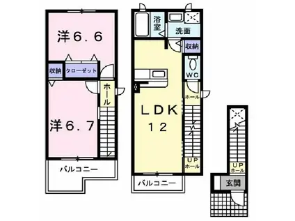 グランドキャニオン(2LDK/2階)の間取り写真