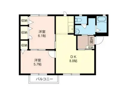 チェリーガーデン(2DK/1階)の間取り写真